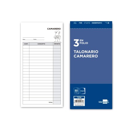 TALONARIO LIDERPAPEL CAMARERO 3/F  ORIGINAL Y COPIA T214