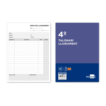 TALONARIO LIDERPAPEL ENTREGAS CUARTO ORIGINAL Y COPIA T226 TEXTO EN CATALAN