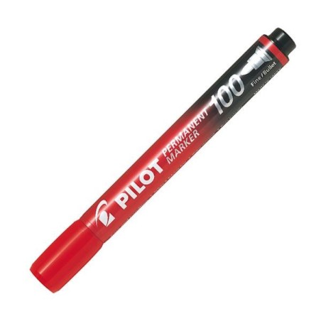 Marcador permanente SCA 100 Pilot - Punta cónica - Trazo 1 mm - Color rojo