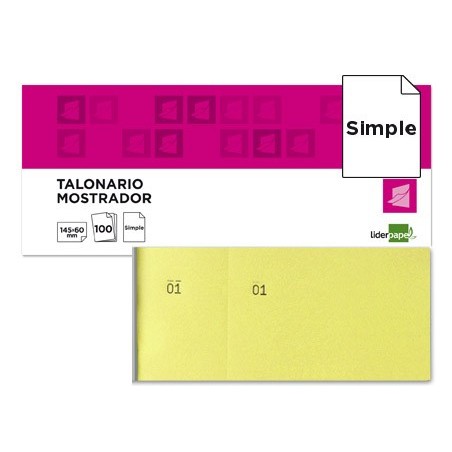 TALONARIO LIDERPAPEL MOSTRADOR 60X145 MM TL01 AMARILLO CON MATRIZ