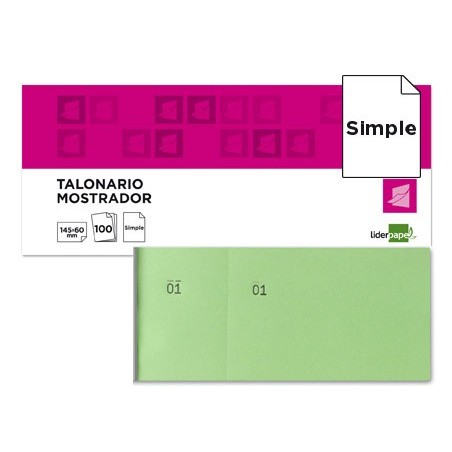 TALONARIO LIDERPAPEL MOSTRADOR 60X145 MM TL06 VERDE CON MATRIZ