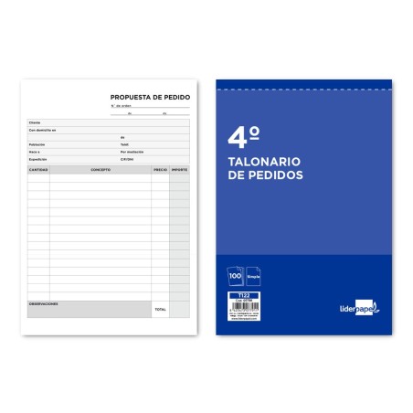 TALONARIO LIDERPAPEL PEDIDOS CUARTO 122