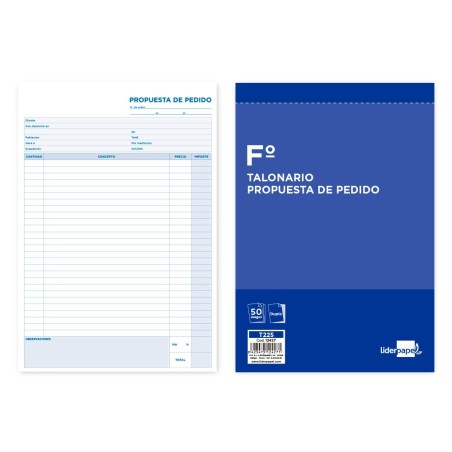 TALONARIO LIDERPAPEL PEDIDOS FOLIO ORIGINAL Y COPIA T225