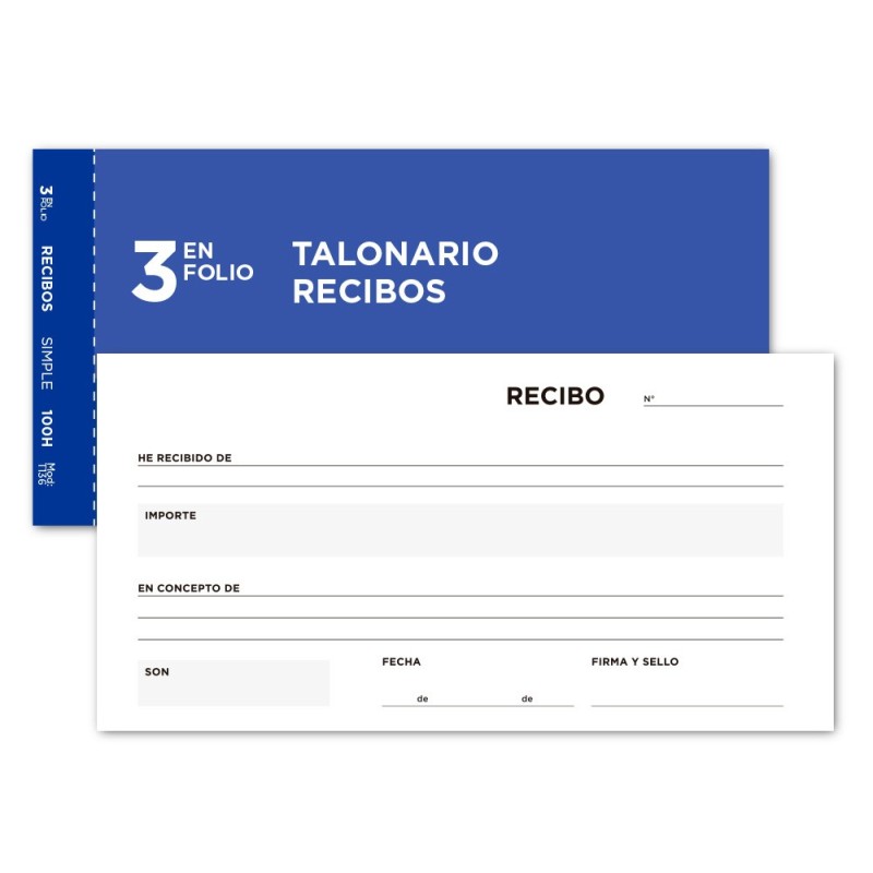 TALONARIO LIDERPAPEL RECIBOS 3/F  ORIGINAL T136 SIN MATRIZ