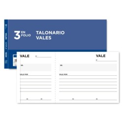 TALONARIO LIDERPAPEL VALES TRES EN FOLIO 104