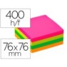 BLOC DE NOTAS ADHESIVAS QUITA Y PON Q-CONNECT 76X76 MM FSC FLUORESCENTE CON 400 HOJAS.
