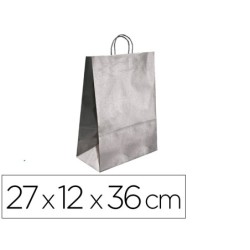 BOLSA KRAFT Q-CONNECT PLATA ASA RETORCIDA 270X120X360 MM (PACK INDIVISIBLE 25 UDS)