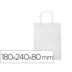 BOLSA PAPEL Q-CONNECT CELULOSA BLANCO XS CON ASA RETORCIDA 180X240X80 MM (PACK INDIVISIBLE 25 UDS)