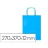 BOLSA PAPEL Q-CONNECT CELULOSA CELESTE M CON ASA RETORCIDA 270X370X12 MM (PACK INDIVISIBLE 25 UDS)