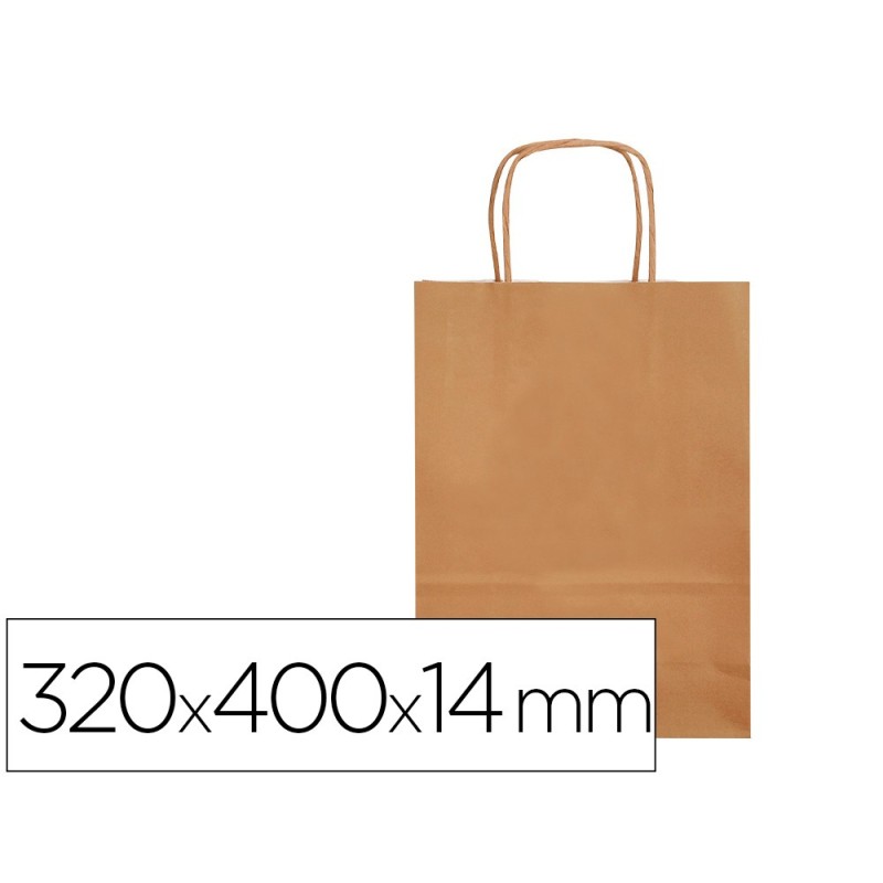 BOLSA PAPEL Q-CONNECT CELULOSA NATURAL LISO L CON ASA RETORCIDA 320X400X14 MM (PACK INDIVISIBLE 25 UDS)
