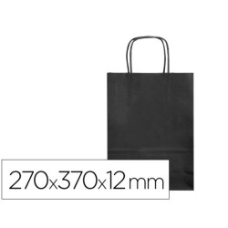 BOLSA PAPEL Q-CONNECT CELULOSA NEGRO M CON ASA RETORCIDA 270X370X12 MM (PACK INDIVISIBLE 25 UDS)