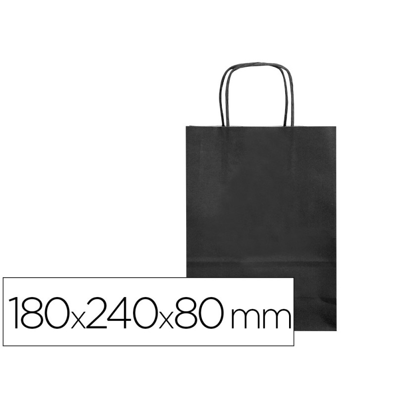 BOLSA PAPEL Q-CONNECT CELULOSA NEGRO XS CON ASA RETORCIDA 180X240X80 MM (PACK INDIVISIBLE 25 UDS)