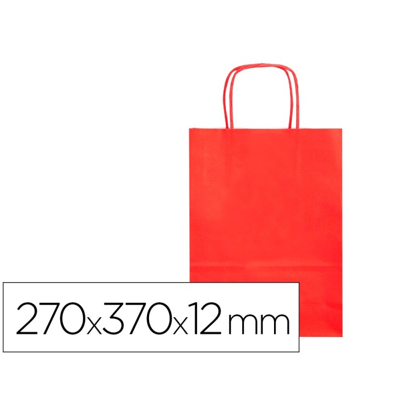 BOLSA PAPEL Q-CONNECT CELULOSA ROJO M CON ASA RETORCIDA 270X370X12 MM (PACK INDIVISIBLE 25 UDS)