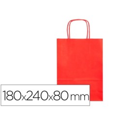 BOLSA PAPEL Q-CONNECT CELULOSA ROJO XS CON ASA RETORCIDA 180X240X80 MM (PACK INDIVISIBLE 25 UDS)