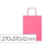 BOLSA PAPEL Q-CONNECT CELULOSA ROSA M CON ASA RETORCIDA 270X370X12 MM (PACK INDIVISIBLE 25 UDS)