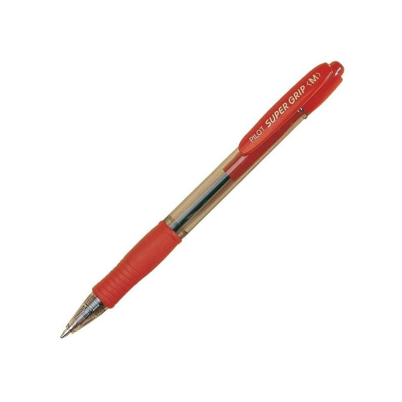 Bolígrafo retráctil Pilot Super Grip - Trazo 0,4 mm - Color rojo