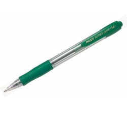 Bolígrafo retráctil Pilot Super Grip - Trazo 0,4 mm - Color verde