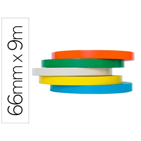 CINTA ADHESIVA Q-CONNECT 66 MT X 9 MM PARA CERRAR BOLSAS PACK 6 UNIDADES COLORES SURTIDOS