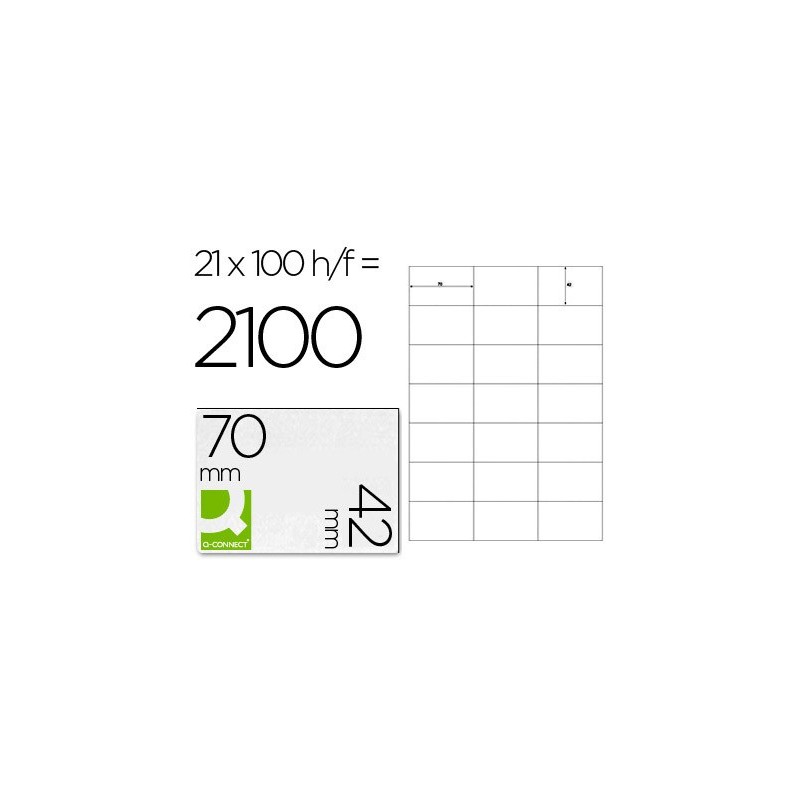 ETIQUETA ADHESIVA Q-CONNECT KF10648 TAMAÑO 70X42 MM FOTOCOPIADORA LASER INK-JET CAJA CON 100 HOJAS DIN A4