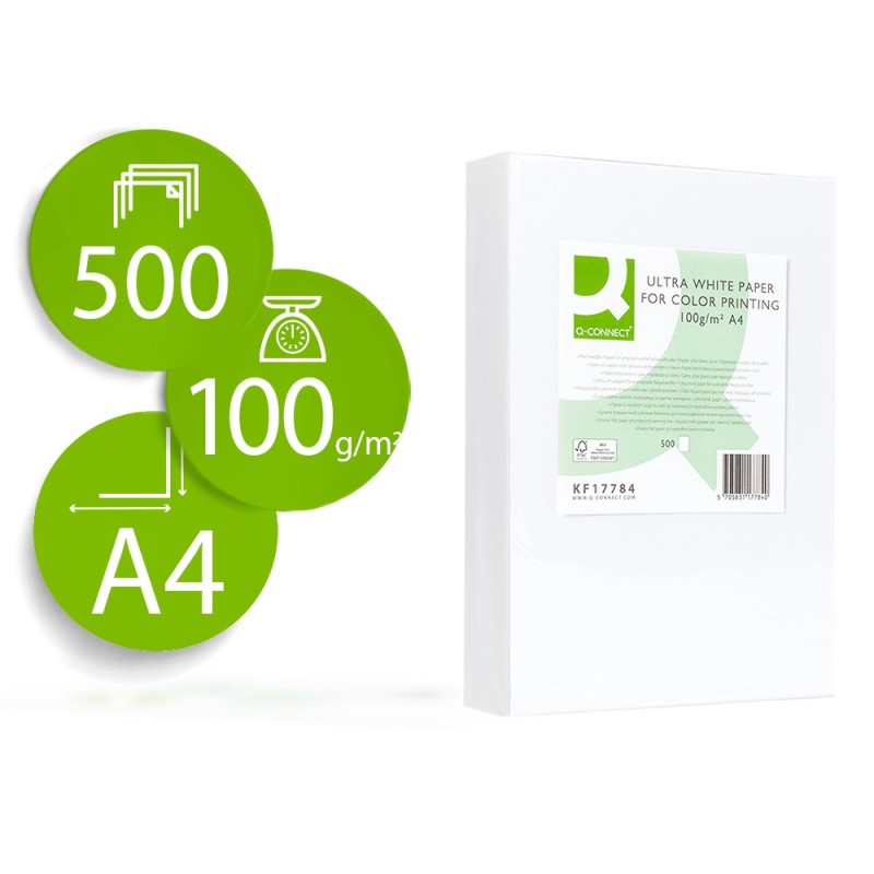 PAPEL FOTOCOPIADORA Q-CONNECT ULTRA WHITE DIN A4 100 GRAMOS PAQUETE DE 500 HOJAS