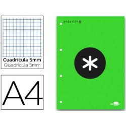 BLOC ENCOLADO LIDERPAPEL ANTARTIK CUADRO 5 MM A4 NATURAL 80 H 100 GR COLOR VERDE