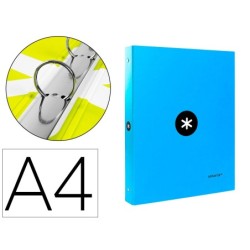 CARPETA LIDERPAPEL ANTARTIK A4 FORRADA 4 ANILLAS 25 MM REDONDAS COLOR AZUL