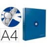 CARPETA LIDERPAPEL ANTARTIK A4 FORRADA 4 ANILLAS 25 MM REDONDAS COLOR AZUL OSCURO
