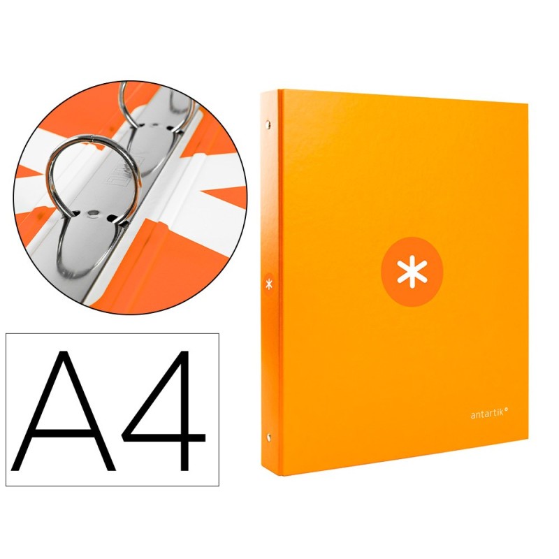 CARPETA LIDERPAPEL ANTARTIK A4 FORRADA 4 ANILLAS 25 MM REDONDAS COLOR MOSTAZA