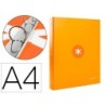 CARPETA LIDERPAPEL ANTARTIK A4 FORRADA 4 ANILLAS 25 MM REDONDAS COLOR MOSTAZA