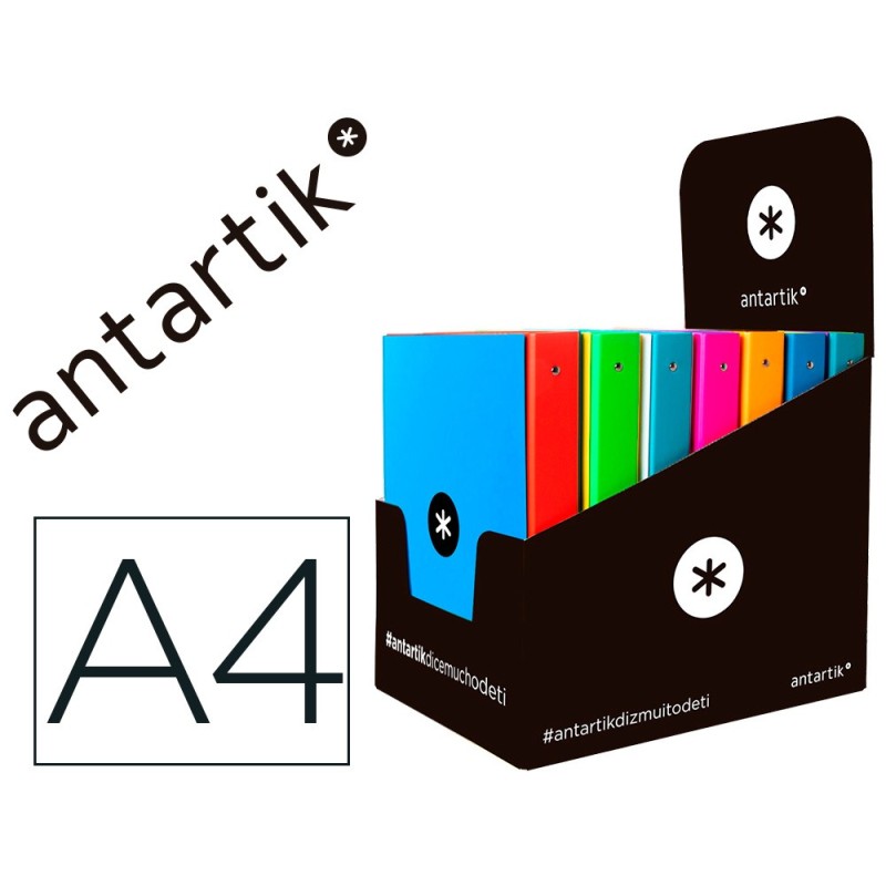 CARPETA LIDERPAPEL ANTARTIK A4 FORRADA 4 ANILLAS 25 MM REDONDAS COLORES SURTIDOS (PACK INDIVISIBLE 14 UDS)