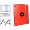 CARPETA CON RECAMBIO LIDERPAPEL ANTARTIK A4 CUADRO 5 MM FORRADA 4 ANILLAS 25MM COLOR ROJO
