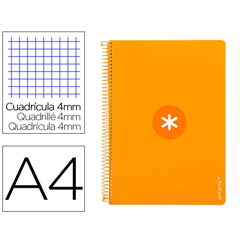 CUADERNO ESPIRAL LIDERPAPEL A4 ANTARTIK TAPA DURA 80H 90GR CUADRO 4MM CON MARGEN COLOR MOSTAZA