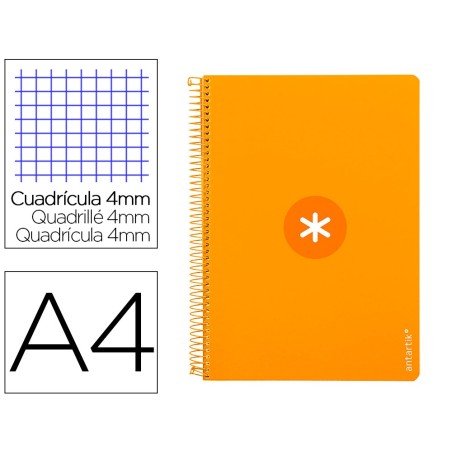CUADERNO ESPIRAL LIDERPAPEL A4 ANTARTIK TAPA DURA 80H 90GR CUADRO 4MM CON MARGEN COLOR MOSTAZA