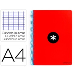 CUADERNO ESPIRAL LIDERPAPEL A4 ANTARTIK TAPA DURA 80H 100GR CUADRO 4MM CON MARGEN COLOR ROJO