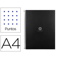 CUADERNO ESPIRAL LIDERPAPEL A4 MICRO ANTARTIK TAPA FORRADA80H 90 GR RAYADO PUNTOS 1 BANDA 4 TALADROS NEGRO