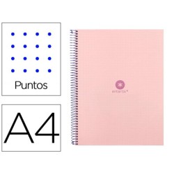 CUADERNO ESPIRAL LIDERPAPEL A4 MICRO ANTARTIK TAPA FORRADA80H 90 GR RAYADO PUNTOS 1 BANDA 4 TALADROS ROSA
