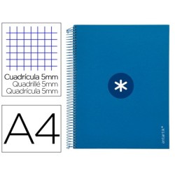 CUADERNO ESPIRAL LIDERPAPEL A4 MICRO ANTARTIK TAPA FORRADA120H 100 GR CUADRO 5MM 5 BANDA4 TALADROS COLOR AZUL MARINO