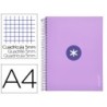 CUADERNO ESPIRAL LIDERPAPEL A4 MICRO ANTARTIK TAPA FORRADA120H 100 GR CUADRO 5MM 5 BANDA4 TALADROS COLOR LAVANDA