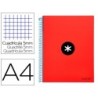 CUADERNO ESPIRAL LIDERPAPEL A4 MICRO ANTARTIK TAPA FORRADA 120H 100 GR CUADRO5MM 5 BANDAS 4 TALADROS COLOR ROJO