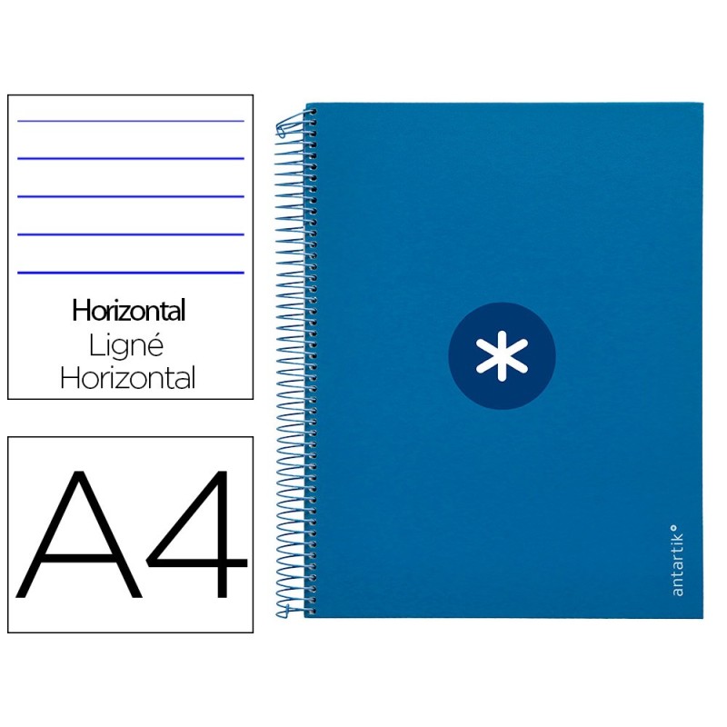 CUADERNO ESPIRAL LIDERPAPEL A4 MICRO ANTARTIK TAPA FORRADA120H 100 GR HORIZONTAL 5 BANDA4 TALADROS COLOR AZUL OSCURO