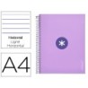 CUADERNO ESPIRAL LIDERPAPEL A4 MICRO ANTARTIK TAPA FORRADA 120H 100 GR HORIZONTAL 5 BANDA4 TALADROS COLOR LAVANDA