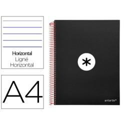 CUADERNO ESPIRAL LIDERPAPEL A4 MICRO ANTARTIK TAPA FORRADA 120H 100 GR HORIZONTAL 5 BANDAS 4 TALADROS COLOR NEGRO