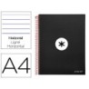CUADERNO ESPIRAL LIDERPAPEL A4 MICRO ANTARTIK TAPA FORRADA 120H 100 GR HORIZONTAL 5 BANDAS 4 TALADROS COLOR NEGRO