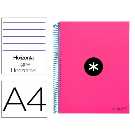 CUADERNO ESPIRAL LIDERPAPEL A4 MICRO ANTARTIK TAPA FORRADA 120H 100 GR HORIZONTAL 5 BANDAS 4 TALADROS COLOR ROSA