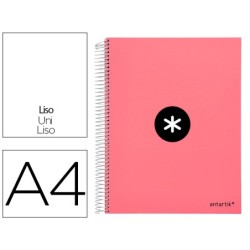 CUADERNO ESPIRAL LIDERPAPEL A4 MICRO ANTARTIK TAPA FORRADA 120H 100 GR LISO 5 BANDAS 4 TALADROS COLOR CORAL