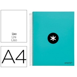 CUADERNO ESPIRAL LIDERPAPEL A4 MICRO ANTARTIK TAPA FORRADA 120H 100 GR LISO 5 BANDAS 4 TALADROS COLOR MENTA