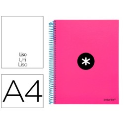 CUADERNO ESPIRAL LIDERPAPEL A4 MICRO ANTARTIK TAPA FORRADA 120H 100 GR LISO CON BANDAS 4 TALADROS COLOR ROSA FLUOR