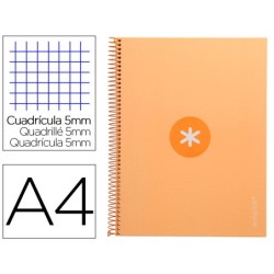 CUADERNO ESPIRAL LIDERPAPEL A4 MICRO ANTARTIK TAPA FORRADA 80H 90 GR CUADRO 5MM 1 BANDA 4 TALADROS AMARILLO CL