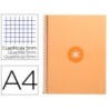 CUADERNO ESPIRAL LIDERPAPEL A4 MICRO ANTARTIK TAPA FORRADA 80H 90 GR CUADRO 5MM 1 BANDA 4 TALADROS AMARILLO CL