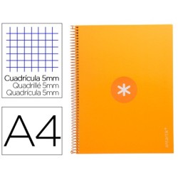 CUADERNO ESPIRAL LIDERPAPEL A4 MICRO ANTARTIK TAPA FORRADA 80H 90 GR CUADRO 5MM 1 BANDA 4 TALADROS MOSTAZA